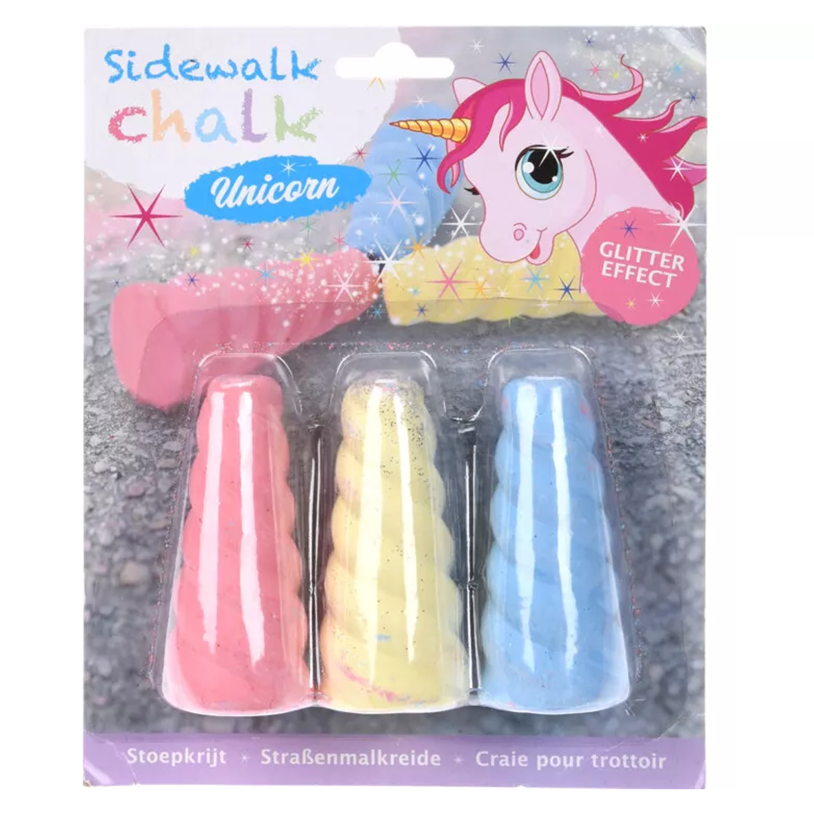 Unicorn Jumbo Glitter Chalk 3 Pack Set