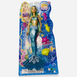 Princess Mermaid Doll With Fish Play Set For Girls – Pink,Green and blue Coloured