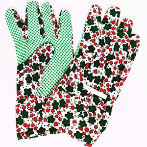 Ladies Cotton Garden Gloves Soft & Lightweight With Fantasy Flower Design