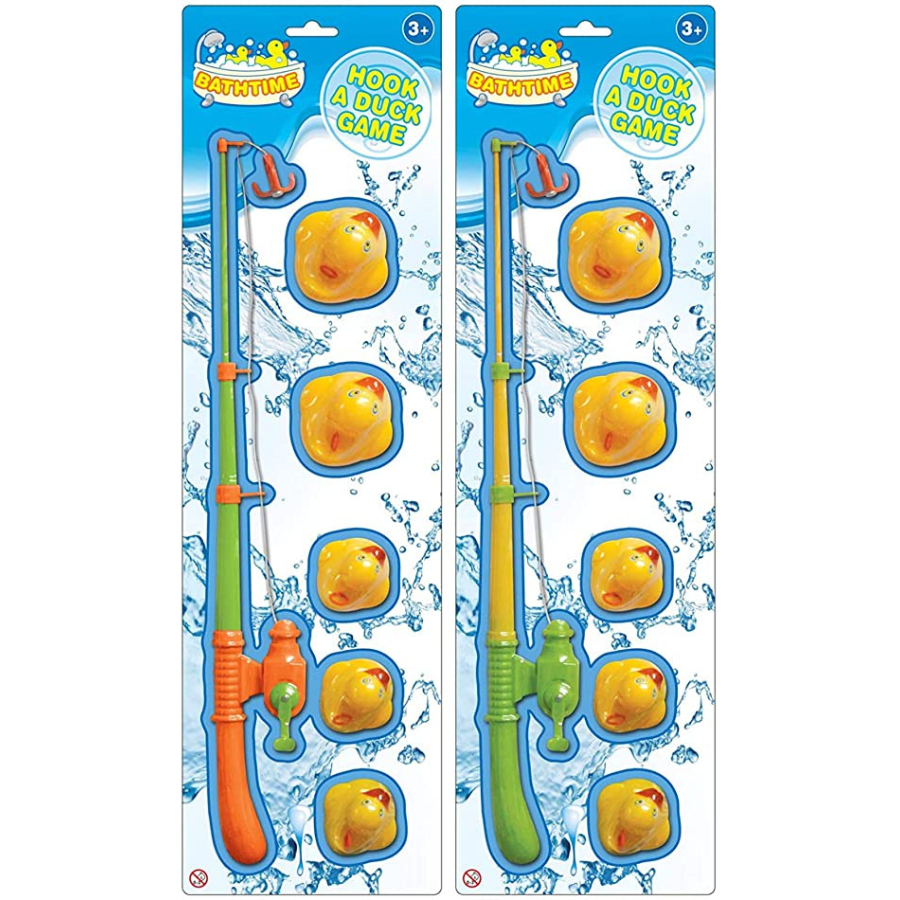 Hook A Duck For Fun Kids Hooking Fishing Rod Water 5 Ducks Indoor/Outdoor Bath Time