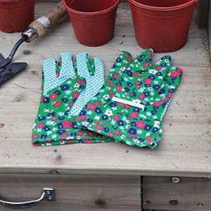Ladies Cotton Garden Gloves Soft & Lightweight With Fantasy Flower Design
