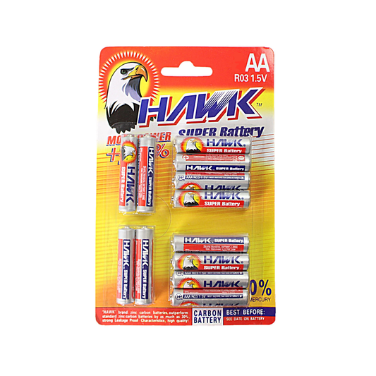 12 Pack Hawk Super Battery Aa 1.5V Carbon Battery