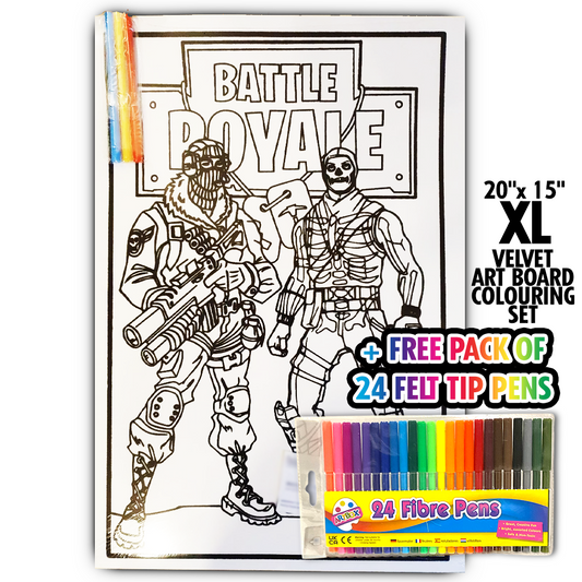 Fortnite Men Giant XL Velvet Art Board Set + Free 24 Pack of Felt Tip Pens