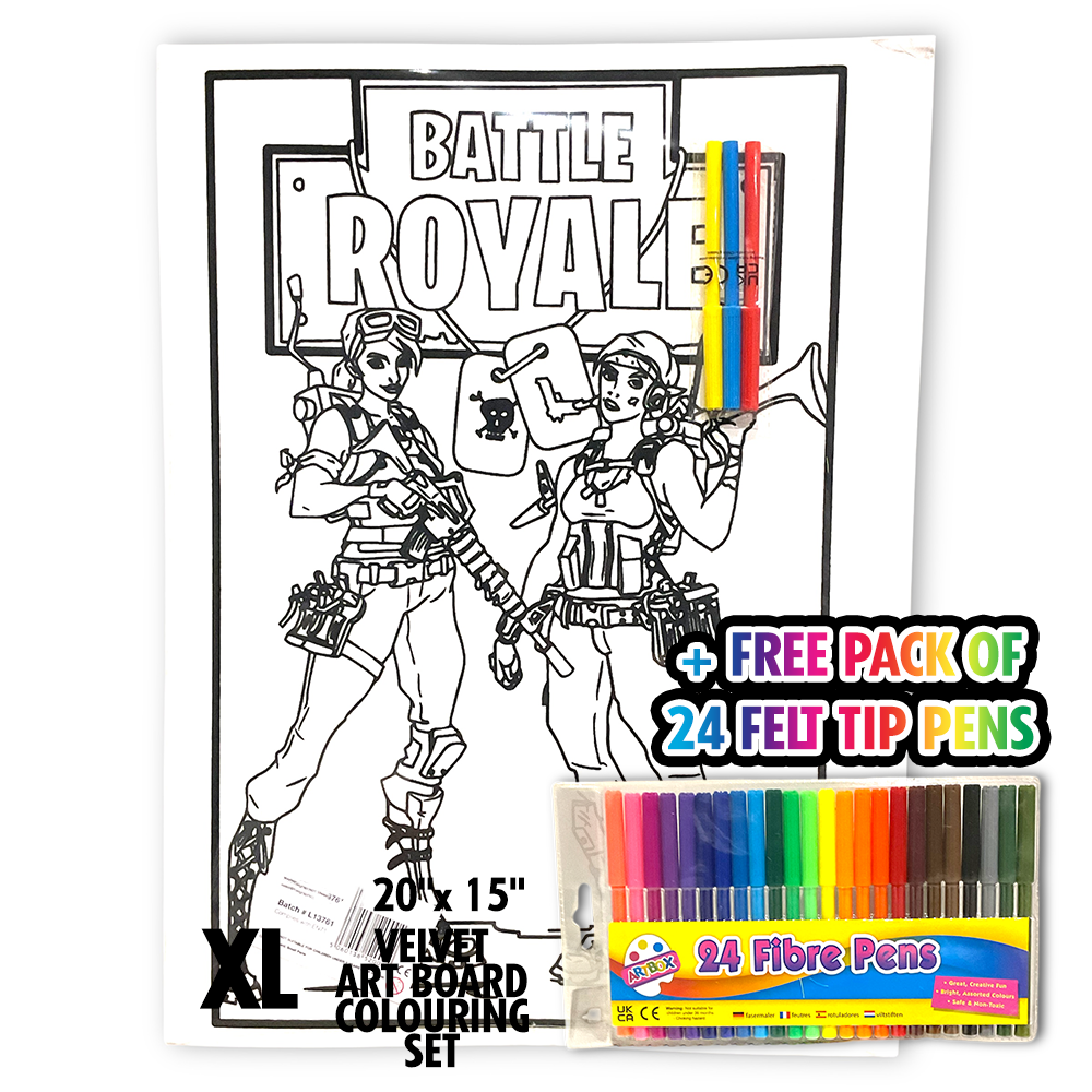 Fortnite Women Giant XL Velvet Art Board Set + Free 24 Pack of Felt Tip Pens