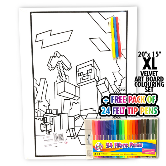 Minecraft Giant XL Velvet Art Board Set + Free 24 Pack of Felt Tip Pens
