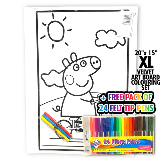 Peppa Pig Giant XL Velvet Art Board Set + Free 24 Pack of Felt Tip Pens