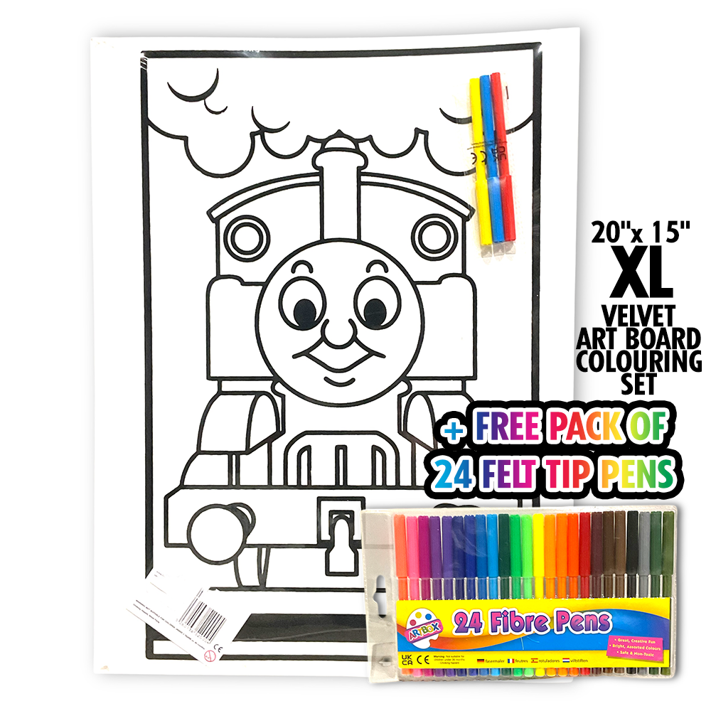 Thomas The Tank Giant XL Velvet Art Board Set + Free 24 Pack of Felt Tip Pens