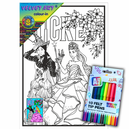 Wicked Velvet Art Board Set with 10 Pack of Colour Felt Tip Pens