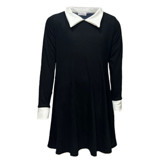 Wednesday Adams Style Gothic School Girl Plain Swing Fancy Dress Costume