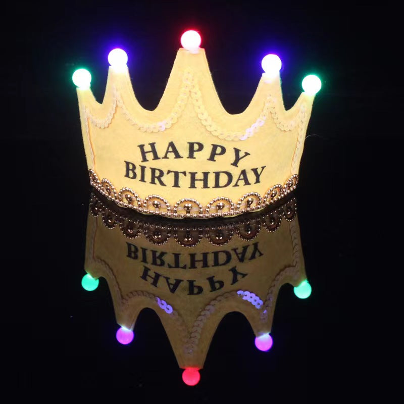 High Quality Pink Crown LED Light Birthday Party Hat Birthday Hat Party Birthday Hat For Boy Girl Adult