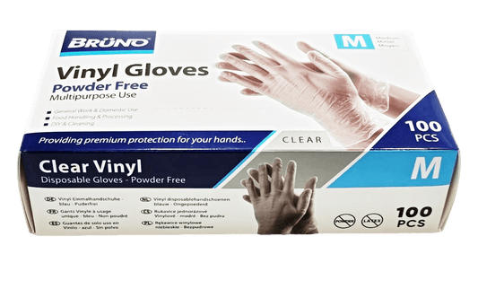 100 Medium Disposable Vinyl Clear E x amination Gloves Powder Free Late x Free Gloves