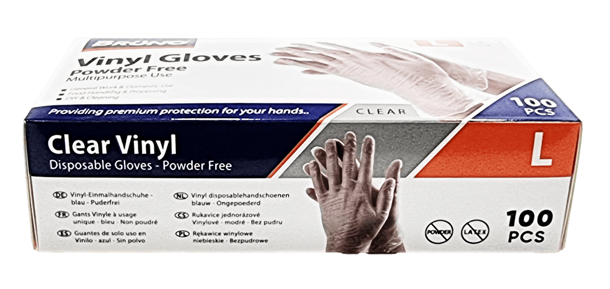 100 Large Disposable Vinyl Clear E x amination Gloves Powder Free Late x Free Gloves
