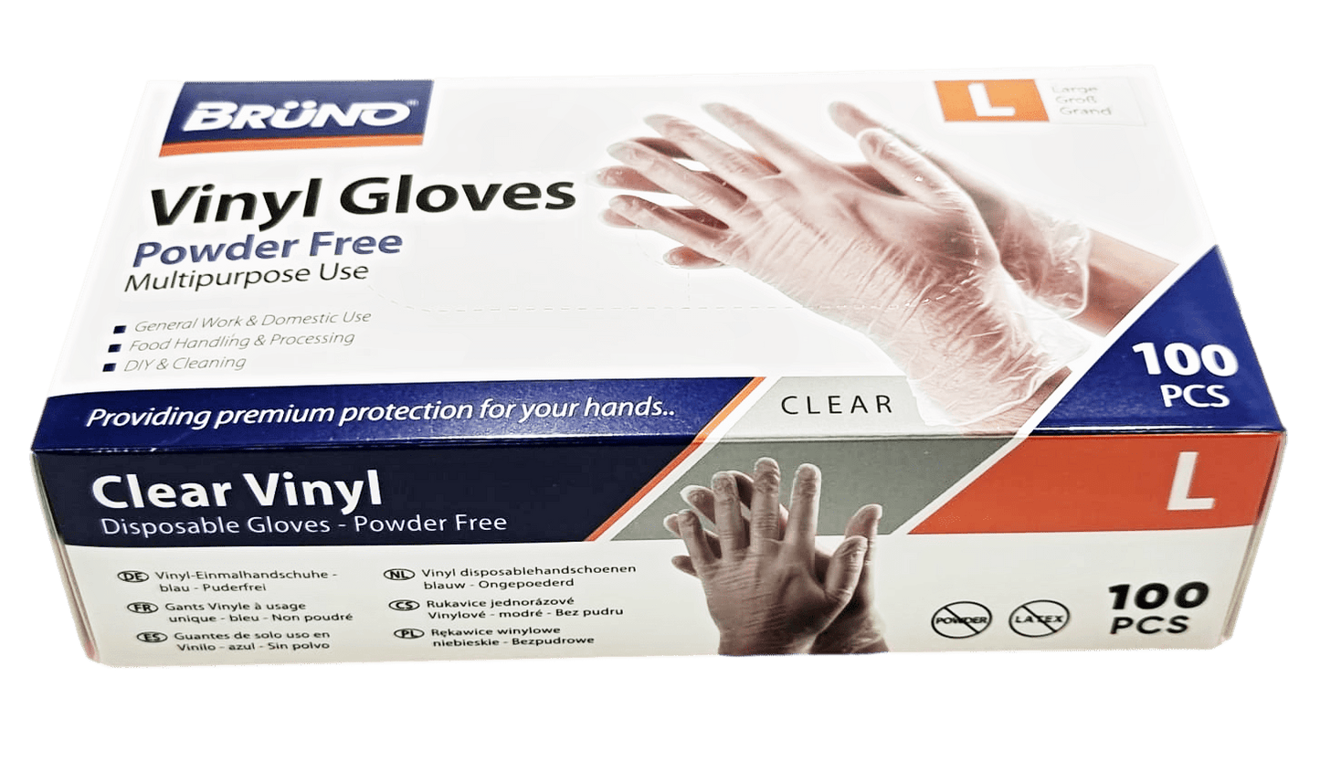 100 Large Disposable Vinyl Clear Examination Gloves Powder Free Latex Free Gloves VG003