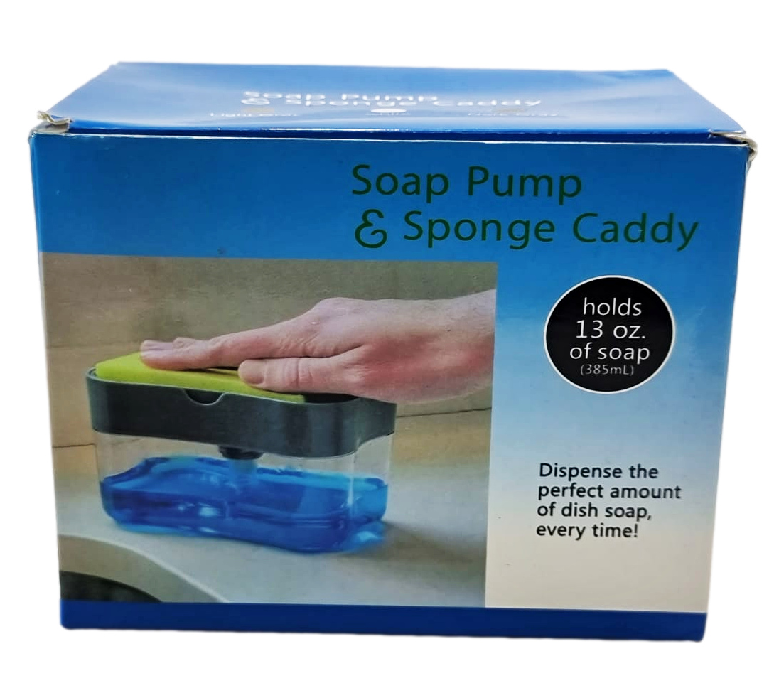 2-In-1 Counter Top Sink Soap Dispenser and Sponge Holder Caddy 15 x 12 x 9.5 cm 6641