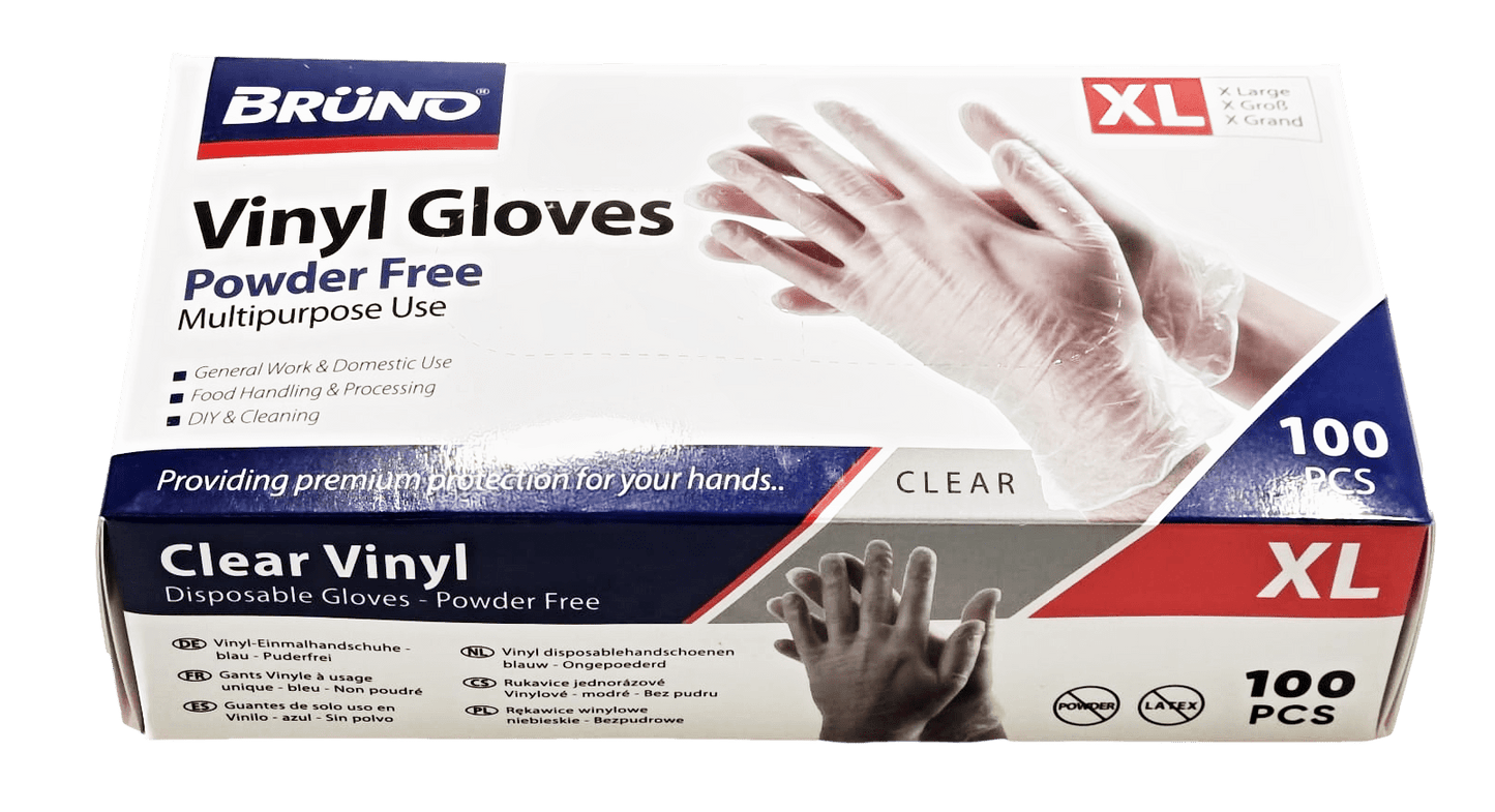 100 XL Disposable Vinyl Clear Examination Gloves Powder Free Latex Free Gloves VG004