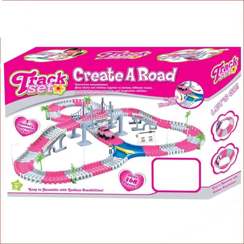 Toy Car Create A Road Track Set - Pink