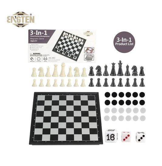 Chess, Checkers & Backgammon 3 in 1 Complete Set