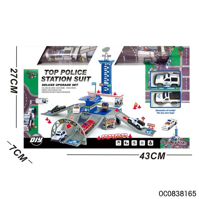 Police Station Toy Car Playset & Mat