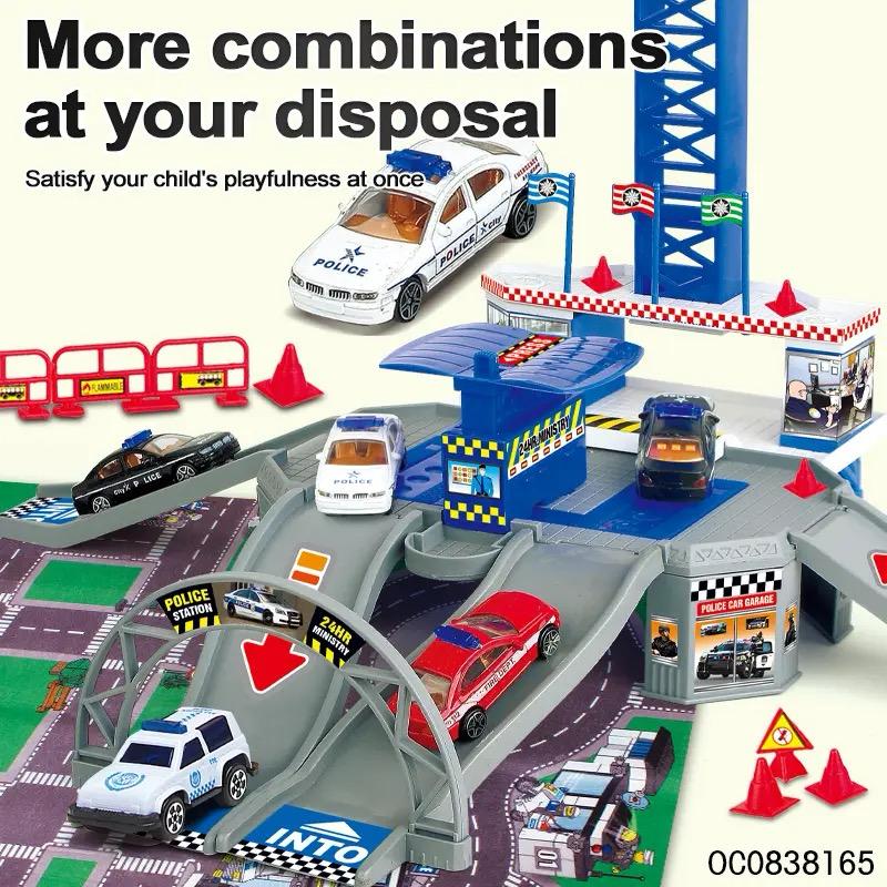 Police Station Toy Car Playset & Mat