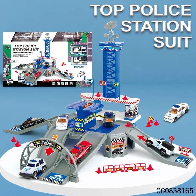 Police Station Toy Car Playset & Mat