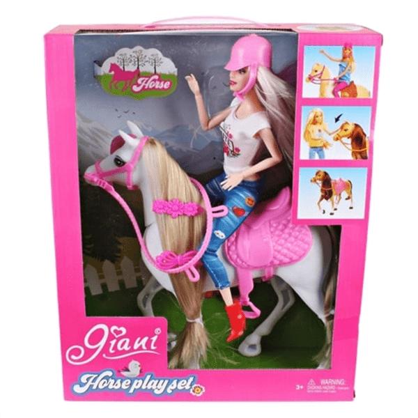 12 Inch Barbie Style Doll & Horse Riding Set