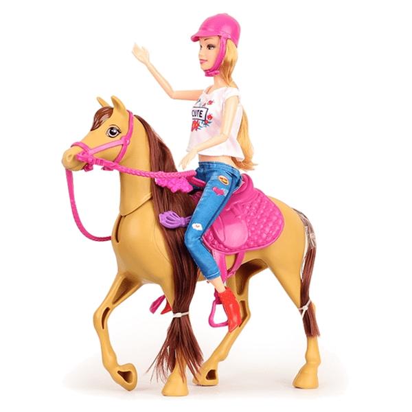 12 Inch Barbie Style Doll & Horse Riding Set