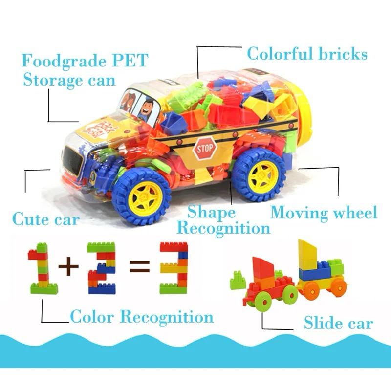 Building Blocks Set 120 Pieces in Car Shaped Storage Container