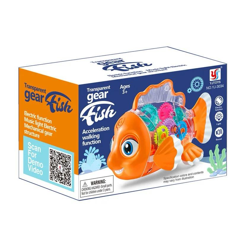 Transparent Gear Fish Flappy Toy with Lights & Sound