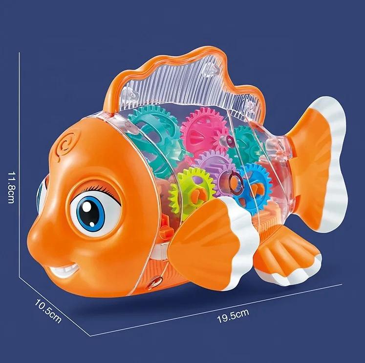 Transparent Gear Fish Flappy Toy with Lights & Sound