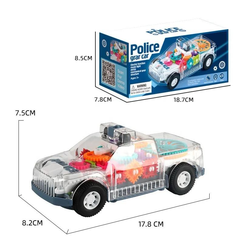 Light Up Transparent Gear Police Car Toy Car with Sound & Lights