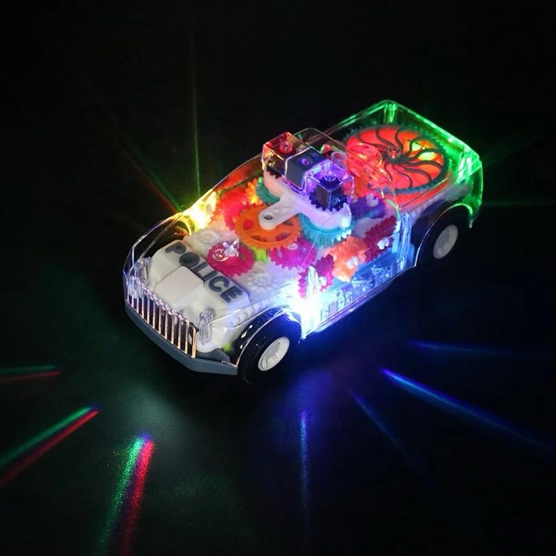 Light Up Transparent Gear Police Car Toy Car with Sound & Lights