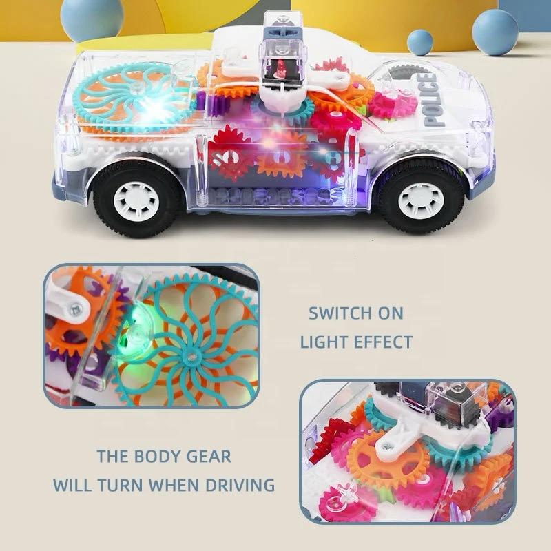 Light Up Transparent Gear Police Car Toy Car with Sound & Lights