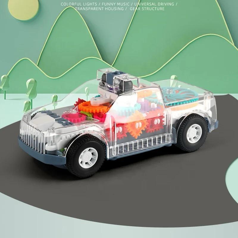 Light Up Transparent Gear Police Car Toy Car with Sound & Lights