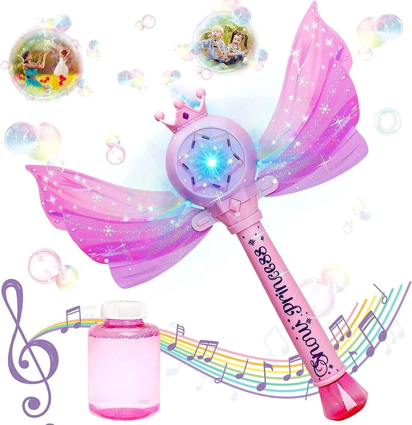 Star Snowflake Bubble Wand with Sound & Lights