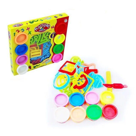 Modelling Dough PlaySet Double Colours 8 Pots with Stencils