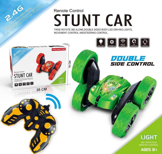 Remote Control Four Wheel Double Sided Stunt Car RC with Controller - 2 Colours