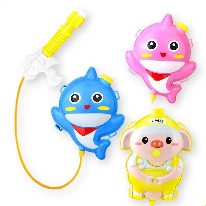 Baby Shark Style Backpack Water Blaster Toy - 2 Colours Pink & Blue