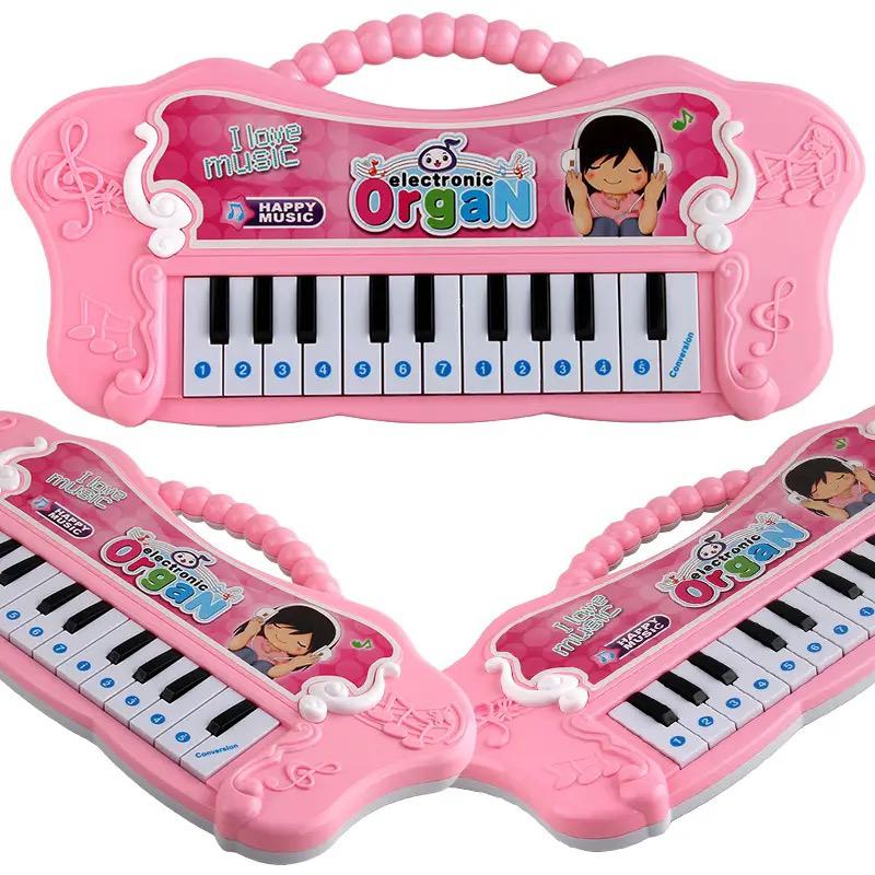 Kids 3D 24 Key Electric Keyboard - Pink & Blue