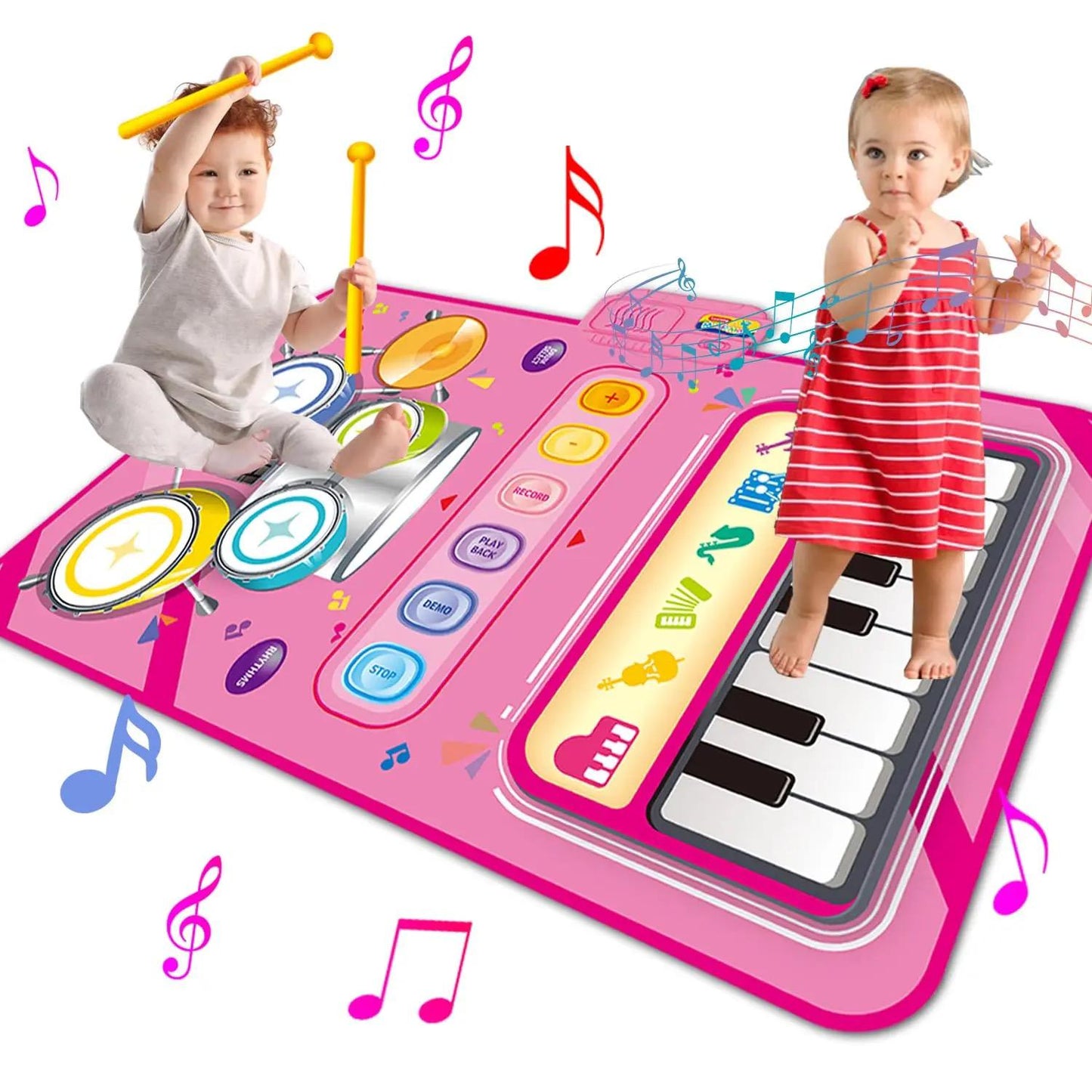 Children's Music Mat - Piano Jazz Drum 2-in-1 Play Set - 2 Colours