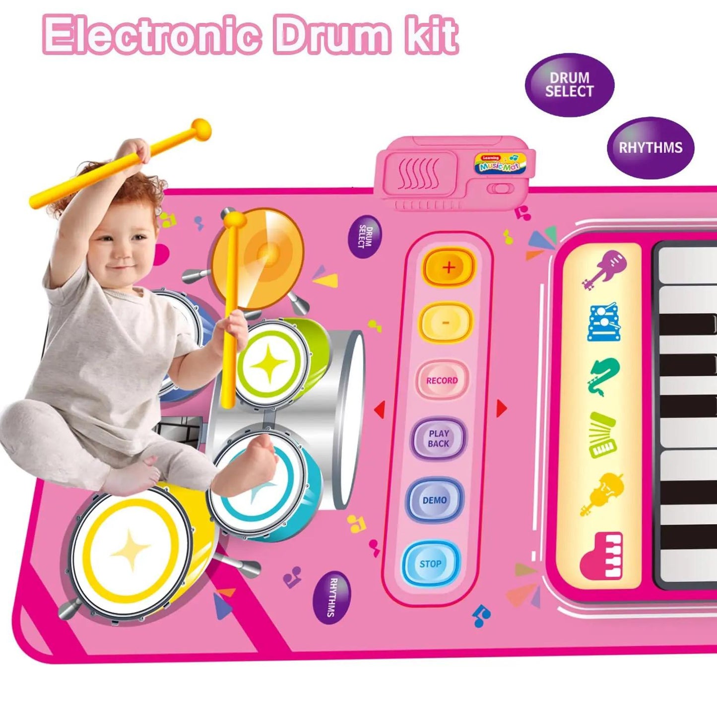 Children's Music Mat - Piano Jazz Drum 2-in-1 Play Set - 2 Colours