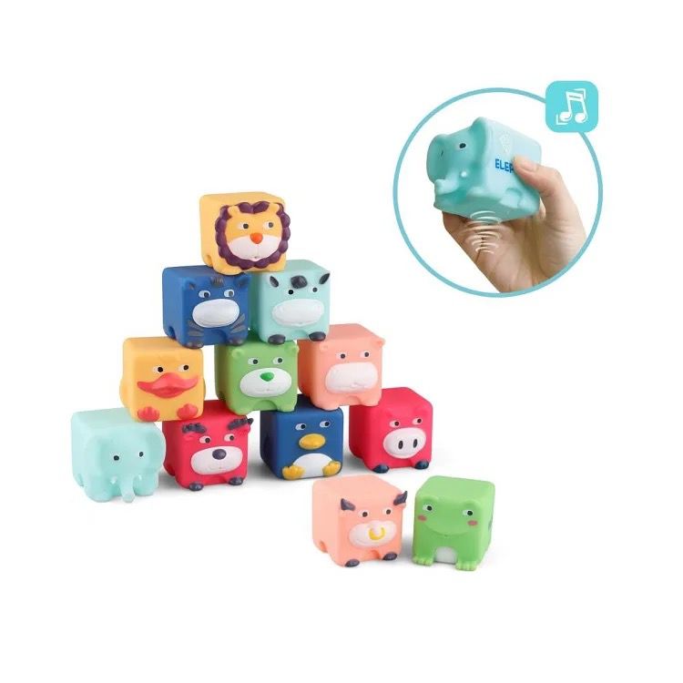 Baby Toys Animal Cubes Set with Carry Bag - 12 Pieces