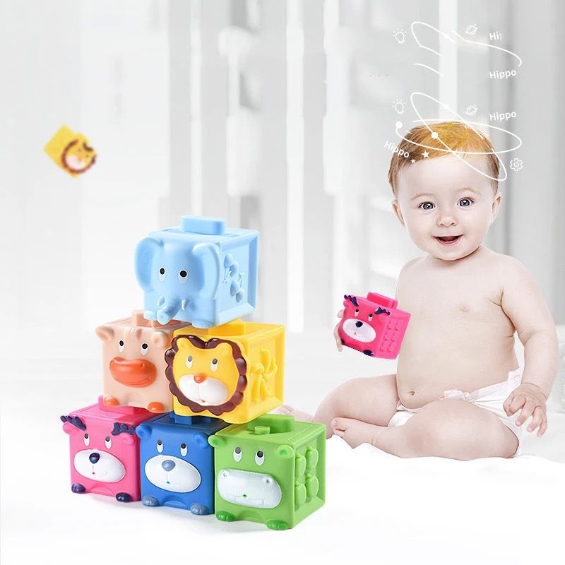 Baby Toys Animal Cubes Set with Carry Bag - 12 Pieces