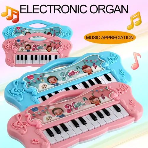 Kids 3D 24 Key Electric Keyboard - Pink & Blue