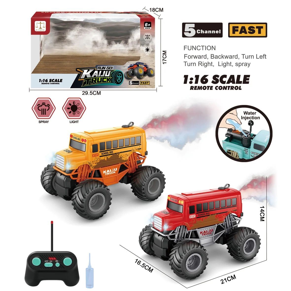 Remote Control Climbing Monster Truck Bus with Mist Spray RC with Controller