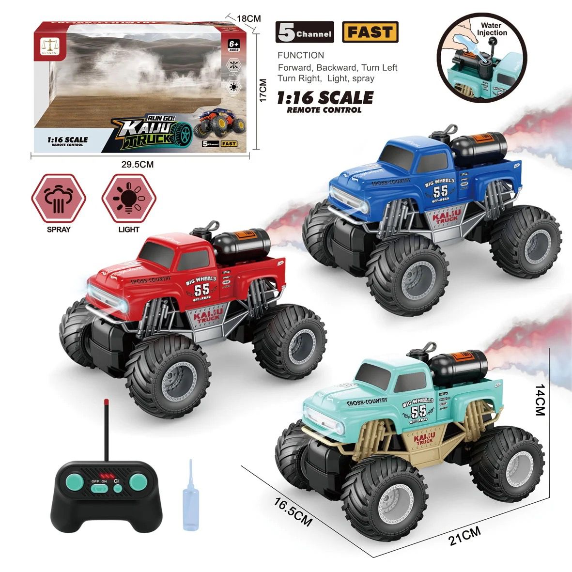 Remote Control Climbing Monster Truck Bus with Mist Spray RC with Controller