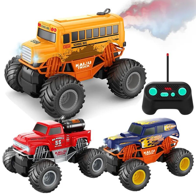 Remote Control Climbing Monster Truck Bus with Mist Spray RC with Controller