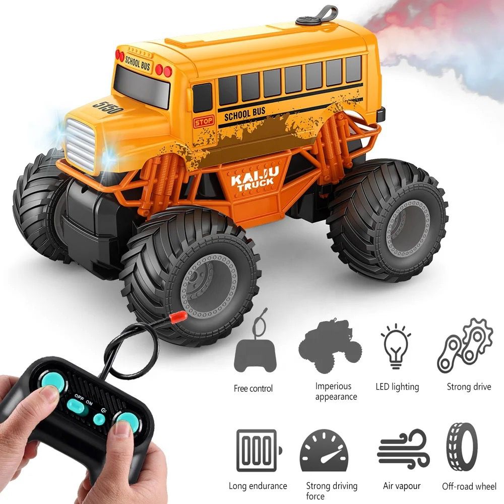 Remote Control Climbing Monster Truck Bus with Mist Spray RC with Controller