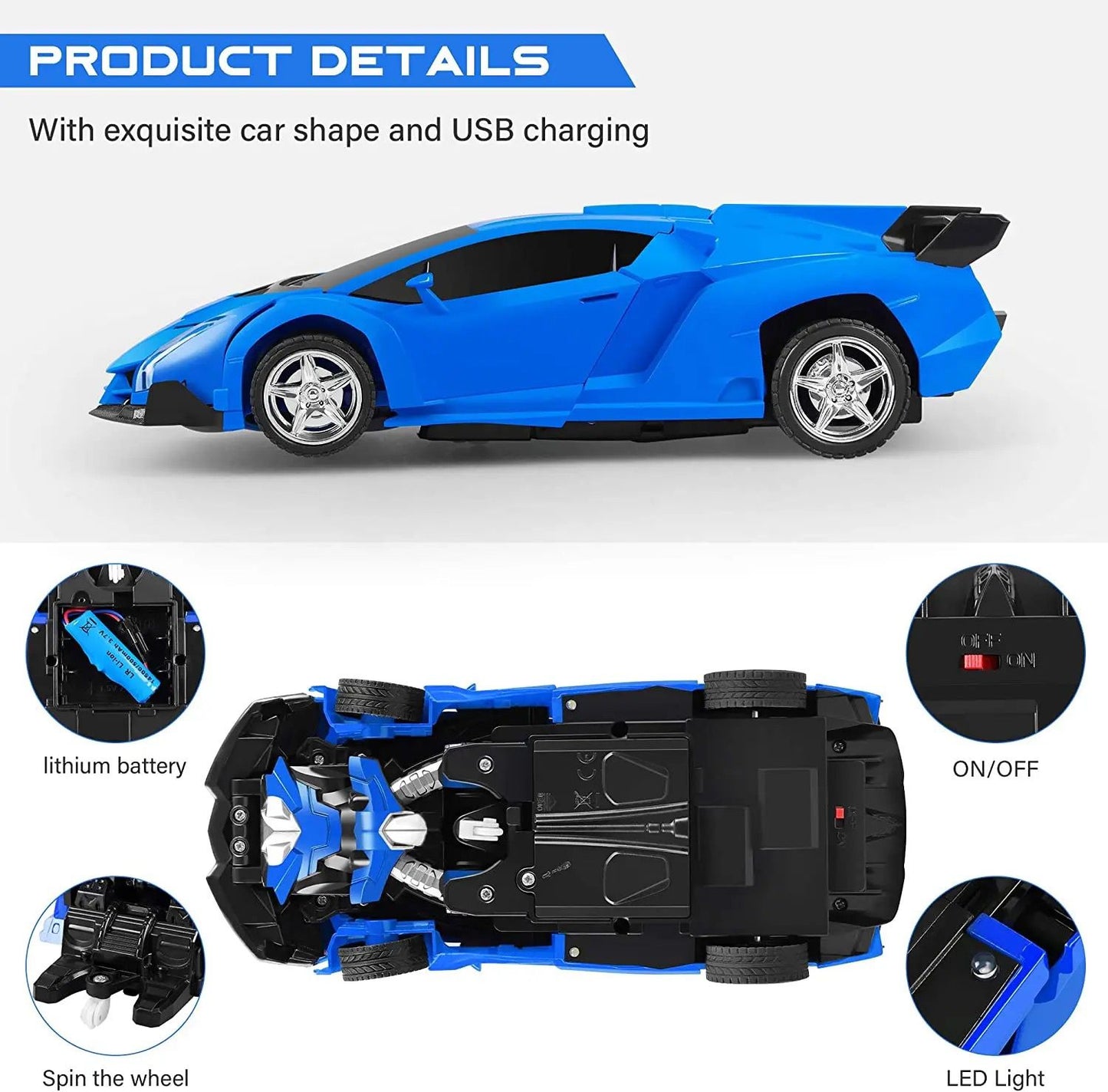 Remote Control Transforming Car Robot Deformation Lambo - 1:18