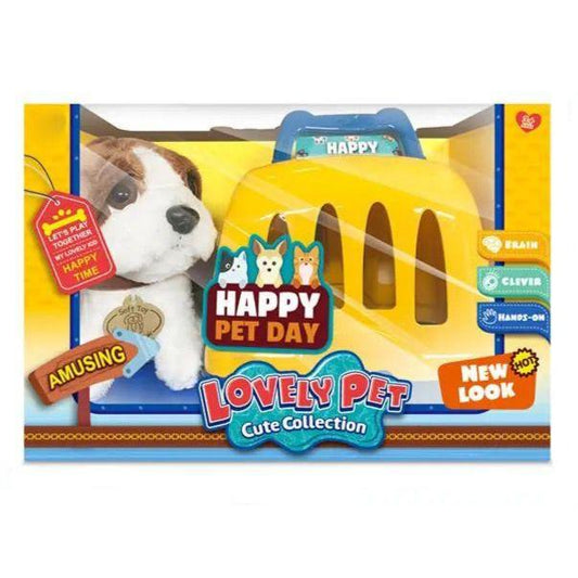 Lovely Pet in Crate Children's Walking & Barking Plush Puppy Toy & Carry Cage