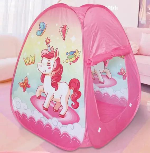 Kids Play Tent with Balls - 2 Styles - Pink Unicorn & Green Dinosaur